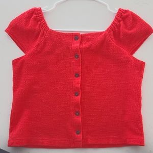 Madewell Texture and Thread Red Crop Top - size small